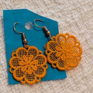Orange Flower Lace Earrings